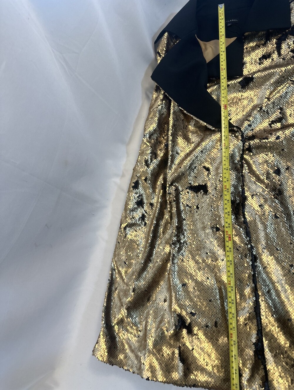 Gold Sequin Belted Women's Coat - Picture 4 of 15